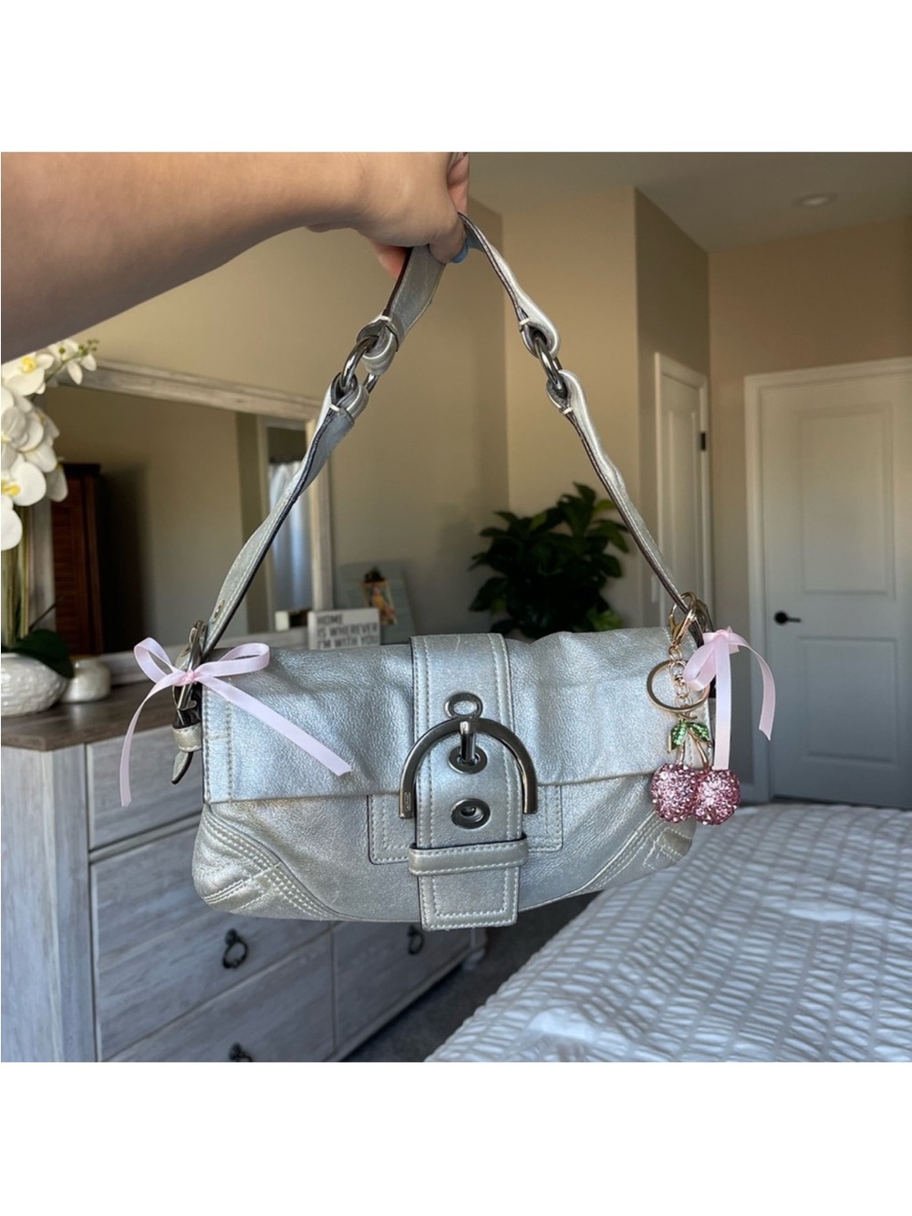 RARE Coach Metallic Silver Shoulder Bag